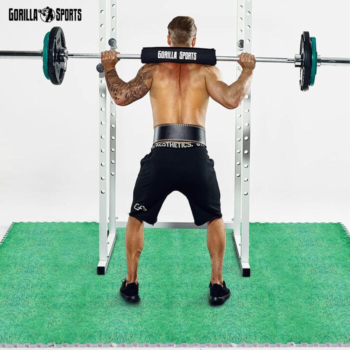 Набір захисних пазл-матів для підлоги GORILLA SPORTS (16 шт), 60x60x1.2 см, EVA піна, протиковзкі килимчики для фітнесу та тренувань, колір: трава (5,76 м²)