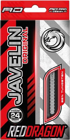 Професійні сталеві дартс-стріли RED DRAGON Javelin 24 г з оперенням та хвостовиками