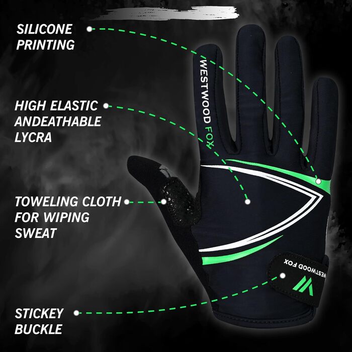 Велосипедні рукавички Westwood Fox Vofinger з антиковзким покриттям та підтримкою сенсорного екрану, амортизуючі рукавички для гірського велосипеда, шосе, перегонів, їзди та спорту для чоловіків та жінок (S, зелений)