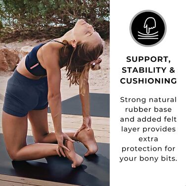 Килимок для йоги Plyopic Ultra-Grip Pro – нековзке покриття, комфорт та вологостійкість. Лінія вирівнювання для йоги, джоги, пілатесу, бікраму та гарячої йоги (Ultra Black (Minimalist))