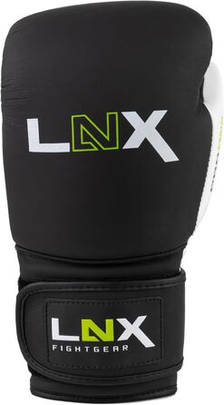 Боксерські рукавички LNX Pro-One зі шкіри, професійні для спарингу та тренувань, 14 унцій, чорні/чорно-білі, для чоловіків і жінок