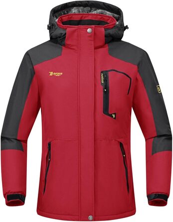 Зимова куртка Rdruko для жінок: водонепроникна, флісова, для сноуборду та гірських походів, яскраво-червона, розмір L