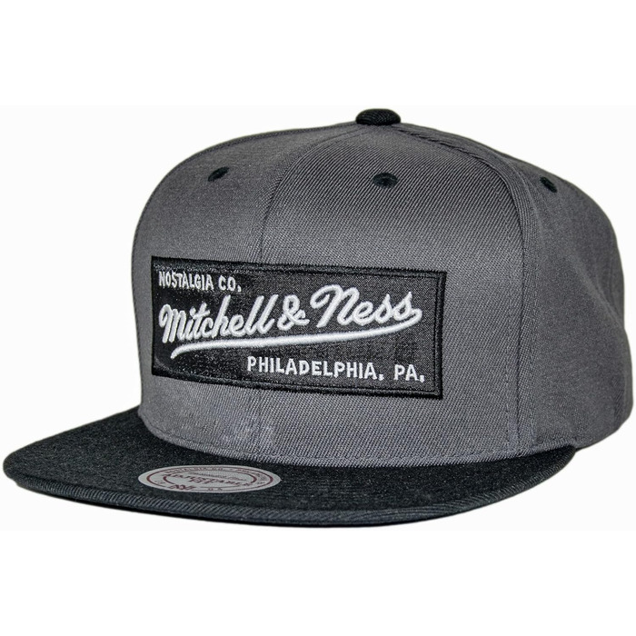 Кепка Mitchell & Ness 2 Tone Box Logo Flat Visor Snapback, універсальний розмір, чорний/багатокольоровий