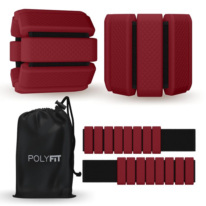 Обвагрузки для зап'ясть та щиколоток Polyfit (1 пара) — обтяжувачі для фітнесу, йоги, бігу та пілатеса, унісекс, колір: вино