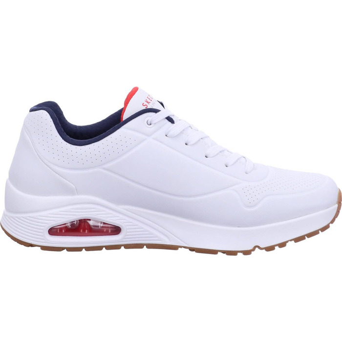 Кросівки Skechers Uno Stand On Air для чоловіків, білі, Durabuck, темно-синій, червона окантовка, 47.5 EU