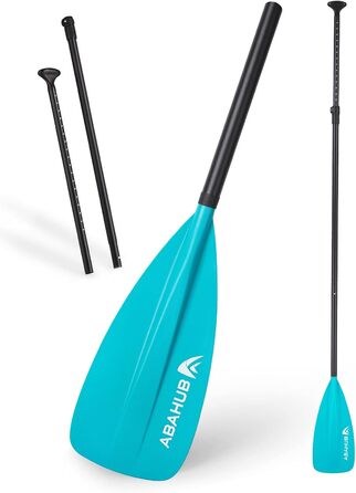 Весло Abahub SUP/Каяк 2-в-1, алюмінієве, регульоване, 172-213 см, PU-покриття, нейлонова лопатка, для сапборду та каяка, бірюзове