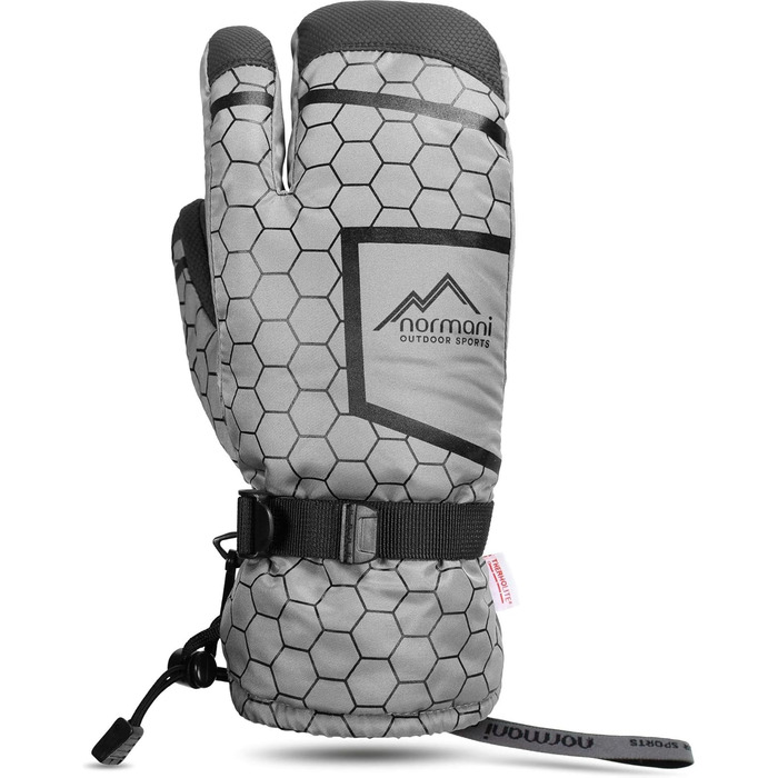 Зимові рукавички normani Apex утеплені ComforMax Classic до -35°C, крабовий стиль, сірі/чорні, XL