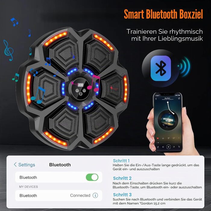 Музичний боксерський тренажер для дорослих з Bluetooth, 9 режимів, рукавички в комплекті