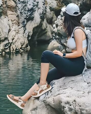 Жіночі трекінгові сандалії KuaiLu: зручні, ортопедичні, для туризму та відпочинку на природі. Легкі, з регульованою застібкою-липучкою, для літа, підходить при фасціїтісу. Колір: бежевий, розмір 39 EU.