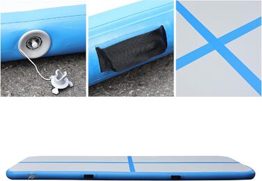 Air Track 300x100x10 см блакитно-сірий з електричним насосом для гімнастики