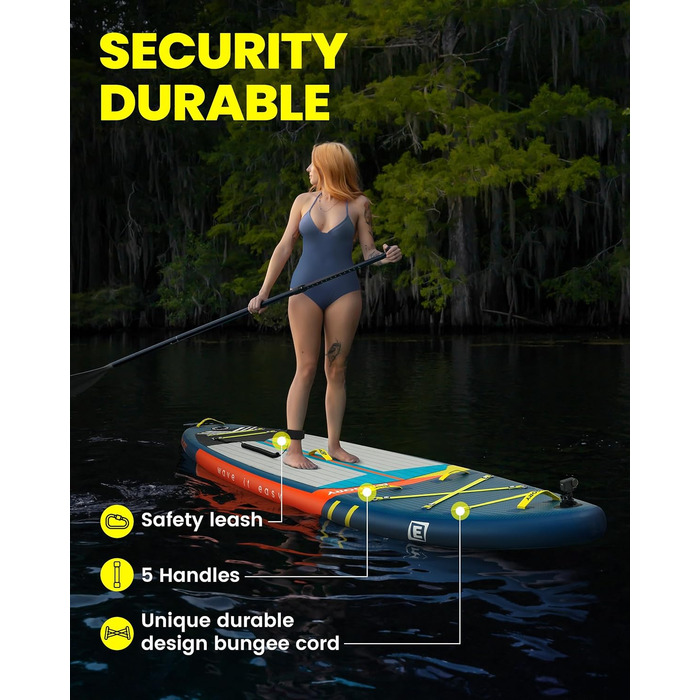 Надувне SUP-борд (Stand-Up Paddle Board) широкого профілю, знімною пінною та насосом, для подорожей (темно-синій)