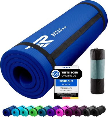 Гімнастичний килимок REFIT FITNESS 190x60 см, антиковзкий, NBR, 10-15 мм, для йоги, пілатесу, зі стрічкою та сумкою, PainProtect & SmartCell