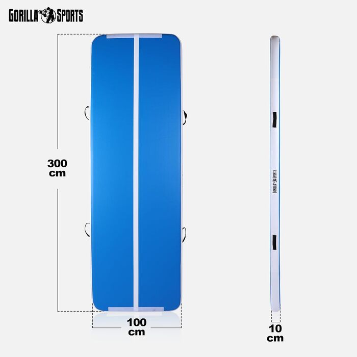 Надувний гімнастичний мат GORILLA SPORTS 3м/5м, 10 см, з електричним насосом і сумкою – для тренувань, йоги, фітнесу, тумблінгу