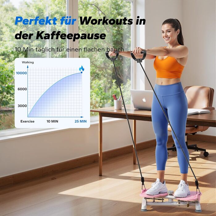 MERACH Диск для скручування тазу, тренажер для пресу з 2 еластичними стрічками, для підтяжки талії та кор-тренінгу, до 136 кг, безшумний фітнес-інвентар для дому (Рожевий)