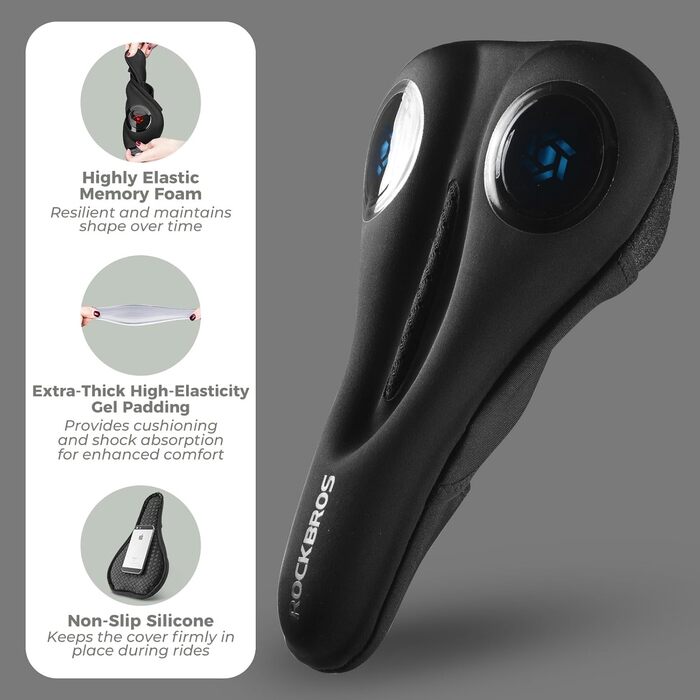 Подушка-накладка на сидіння велосипедного крісла ROCKBROS, гелева, вузька, дихаюча, 28*17см, червоно-синя