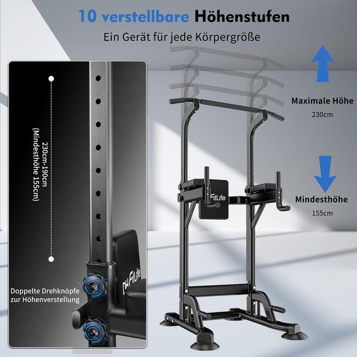 Power Tower DH FitLife: турнік, бруси для віджимань та тренажер спини | Станція для силових тренувань вдома