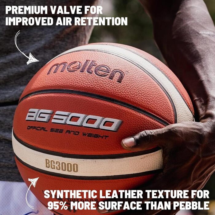 Баскетбольний м’яч Molten BG3000 FIBA, штучна шкіра, для залу та вулиці, помаранчевий з графіті