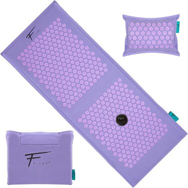 Fitem XL Акупресурний килимок з подушкою, 100% натуральна кокосова начинка, для масажу, зняття болю у спині та шиї, релаксація, покращення сну