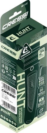 Ліхтар Cressi Hunt Torch 1600 Black - LED ліхтар для дайвінгу, риболовлі та пошуку під водою, 1600 люмен, водонепроникний IPX8, 100 м, унісекс