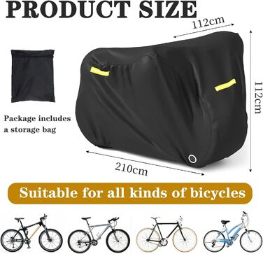 Водонепроникний чохол для велосипеда MOZMY на 1-3 велосипеда, 210x112x112 см, захист від погодних умов, з отворами для замка
