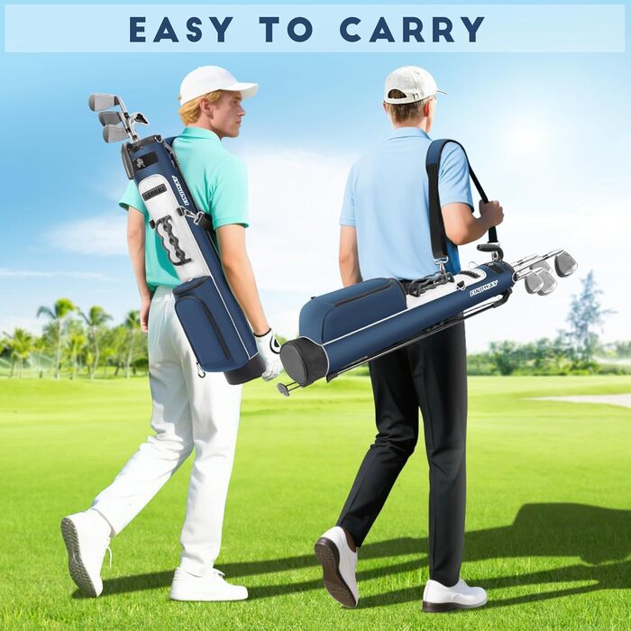 Сумка для гольфу Findway з регульованими плечовими ременями, 2-вегевий роздільник, 2 кишені, легка, для чоловіків та жінок, блакитна