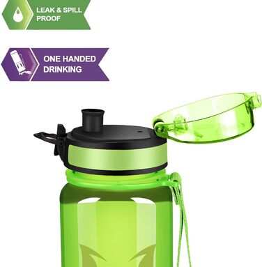 Фляга для води Super Sparrow - Tritan, 350/500/750/1000 мл, без BPA - спортивна, для фітнесу, велосипеда, універу, відпочинку (750 мл, глянцевий зелений)