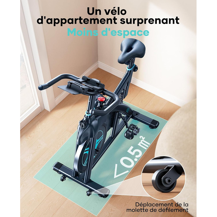 Електровелосипед для дому з монітором LCD, 15 кг маховик, до 160 кг, з тримачем для планшета (Синій/Чорний)