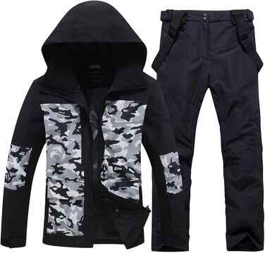 Комплект гірськолижний чоловічий HOTIAN: куртка та штани, водонепроникний, дихаючий, з капюшоном, для сноуборду та гірськолижного спорту