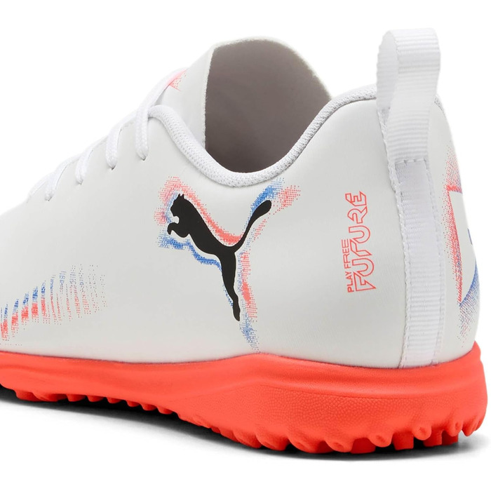 Дитячі футбольні бутси PUMA Future 8 Play TT Jr, 38.5 EU, білий/чорний/червоний (світловий ефект)