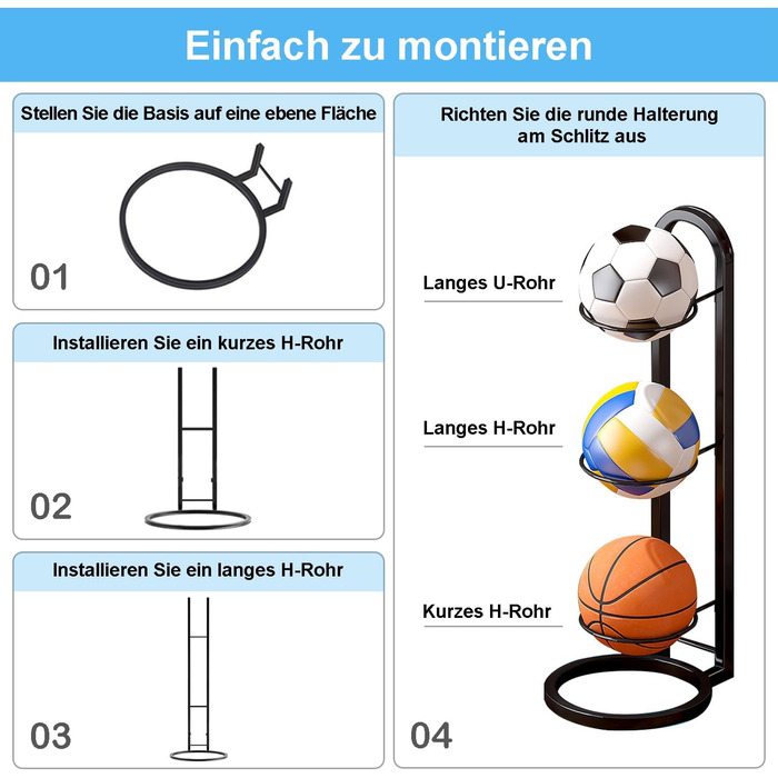 Металевий стенд для зберігання м'ячів: баскетбольних, футбольних, волейбольних (3 яруси)
