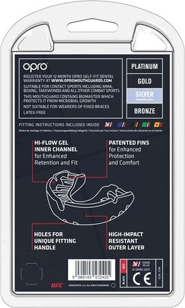 Захисний капу OPRO UFC Silver Junior чорний/червоний для MMA, BJJ, боксу та інших єдиноборств