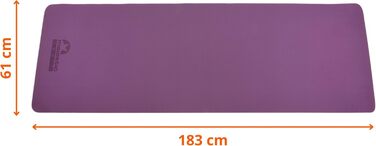 Килимок для йоги та фітнесу TPE 183x61x0,6 см, нековзкий, з чохлом, фіолетовий