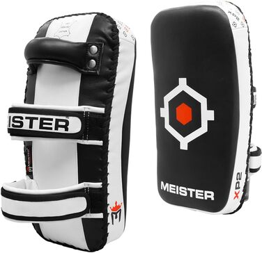 Професійні тайські лапи Meister XP2 для кікбоксингу та MMA, вигнуті, пара, натуральна шкіра, розмір 37х19х11 см