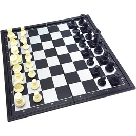 Lexibook Chessman Classic – магнітна складна шахова дошка, 32 фігури, сімейна настільна гра, чорний/сріблястий, CGM320