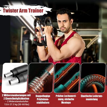 Тренування грудних м'язів вдома: тренажер для рук Twister Armtrainer, 13-27 кг, чорний