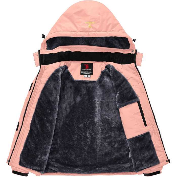 Жіноча зимова куртка YSENTO: водонепроникна, тепла флісова, функціональна з капюшоном, рожевий колір