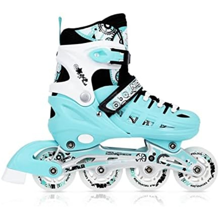 Ковзани фігуристичні Nils 4-в-1 регульовані - для дівчаток та хлопчиків, жінок - NH10905 (Блакитний, M (35-38))