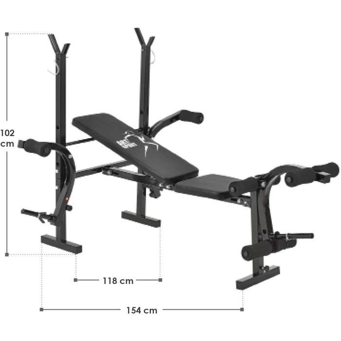 ArtSport Hantelbank Set ProfiGym 1000: 3in1 (60 кг) - Розкладна тренажерна лава для силових тренувань, чорна