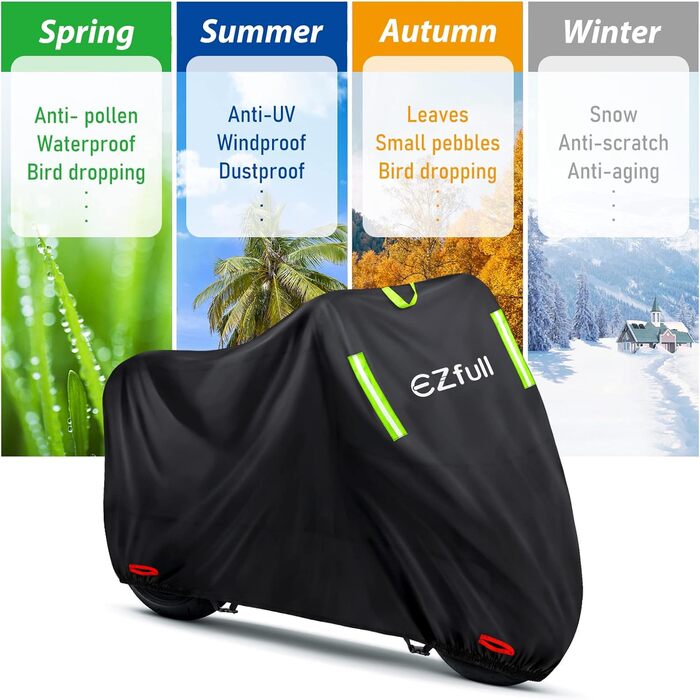 Водонепроникний чохол для мотоцикла 210D Oxford, зимовий, з отворами для замка, 245x105x125 см (Harley-Davidson, Honda, Suzuki, Kawasaki)