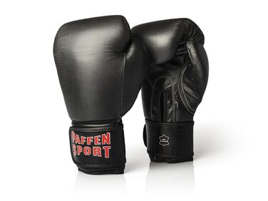 Боксерські рукавички Paffen Sport Kibo Echtleder для тренувань та спарингу (бокс, кікбоксинг, муай тай) - 10 унцій, чорні