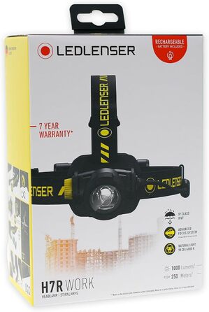 Ліхтар налобний LED Ledlenser H7R Work 1000 люмен, акумуляторний, водонепроникний IP67, регульований, з USB-кабелем