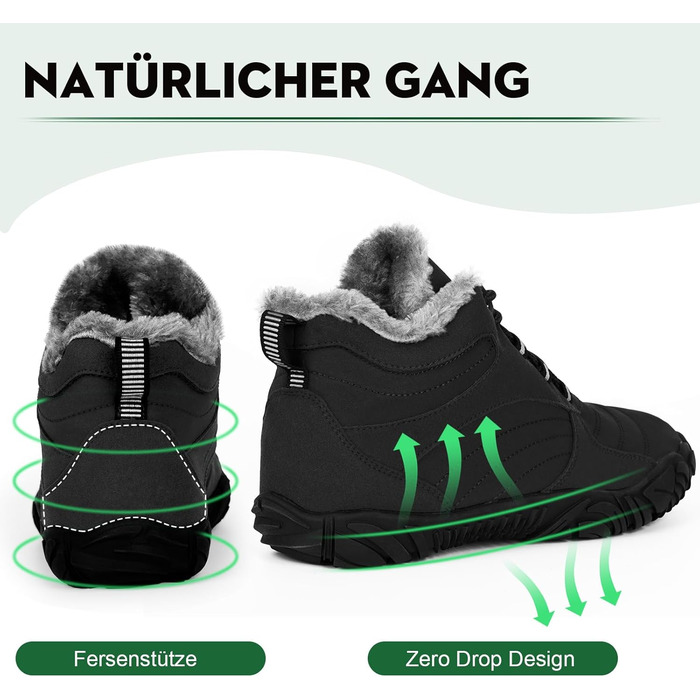 Чоботи для зими без шнурів Ruyi, чорні, 42 EU - чоловічі та жіночі, водонепроникні, для трейлу, широка носок