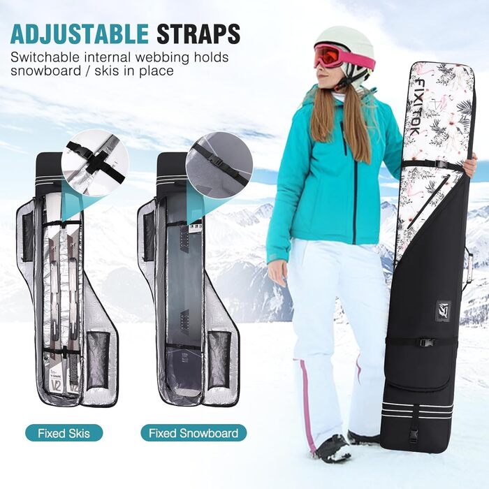 Чохол для сноуборду Flamingo з регульованою довжиною (157-181 см), водонепроникний, з повним захистом для борду, черевиків, одягу, шолому та спорядження