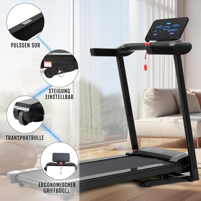 Бігова доріжка Novonova SY-T1507: 1-14 км/год, LED-дисплей, 12 програм, складаний