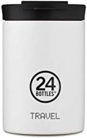 Термокружка 24Bottles Travel Tumbler 350 мл, нержавіюча сталь, для кави та чаю, з герметичною кришкою, зберігає тепло 6 годин/холод 24 години, екологічна пляшка для напоїв, колір Ice White
