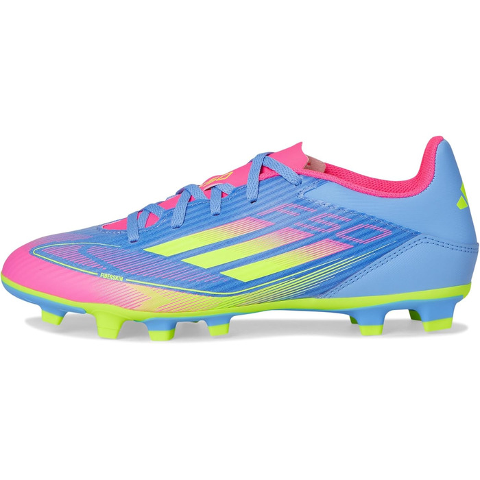 Футбольні бутси adidas F50 Club для унісекс, гнучка підошва, розмір 48 EU, Blue Fusion/Lucid Lemon/Lucid Pink