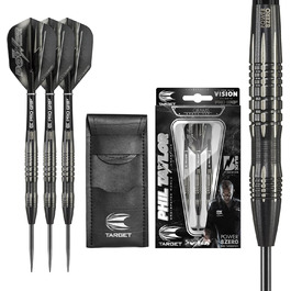 Дартси Target Phil Taylor Power 8-Zero 1, 80% вольфрам, 21/23/25 г, сталевий наконечник, чорні, з кейсом