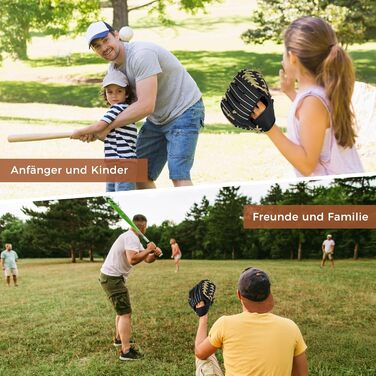 Рукавиця для бейсболу та софтболу з м'ячем, дитяча та доросла, з потовщеним матеріалом, для тренувань та змагань (Чорно-коричнева, 11.5 дюймів)