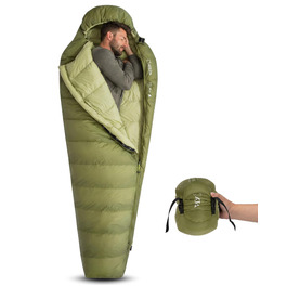 Спальник ATEPA 700FP для дорослих, ультралегкий 0°C (RDS пух, 15D Nylon, для кемпінгу, туризму, альпінізму), зелений