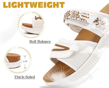 Спортивні сандалі KuaiLu жіночі з м'якою устілкою, ортопедичні, для туризму та відпочинку, білі/хакі, 39 EU